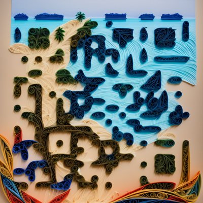 Paper Quilling Beach Seascape QR Code Art