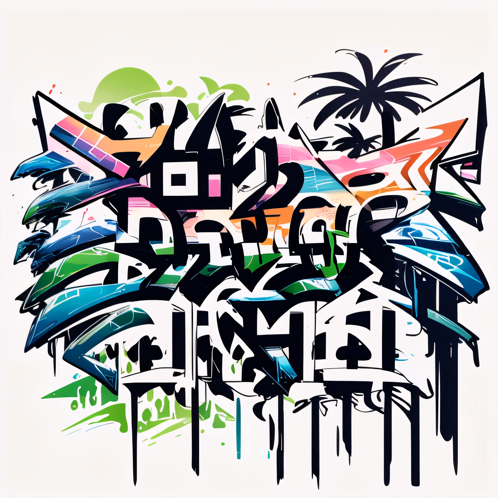 Wildstyle Graffiti Lettering Palm QR Code for Apparel — image 1