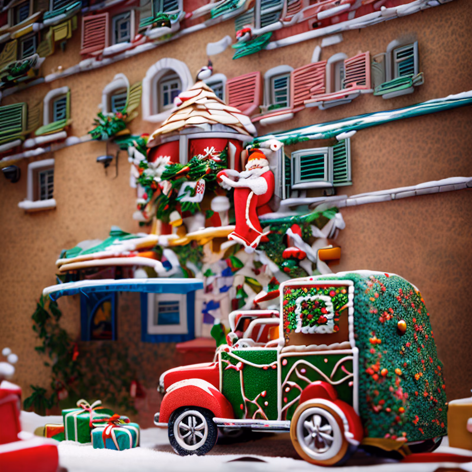 Gingerbread Truck Christmas Village QR Code for Greeting Cards — image 1