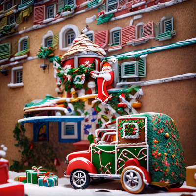 Gingerbread Truck Christmas Village QR Code for Greeting Cards — image 1
