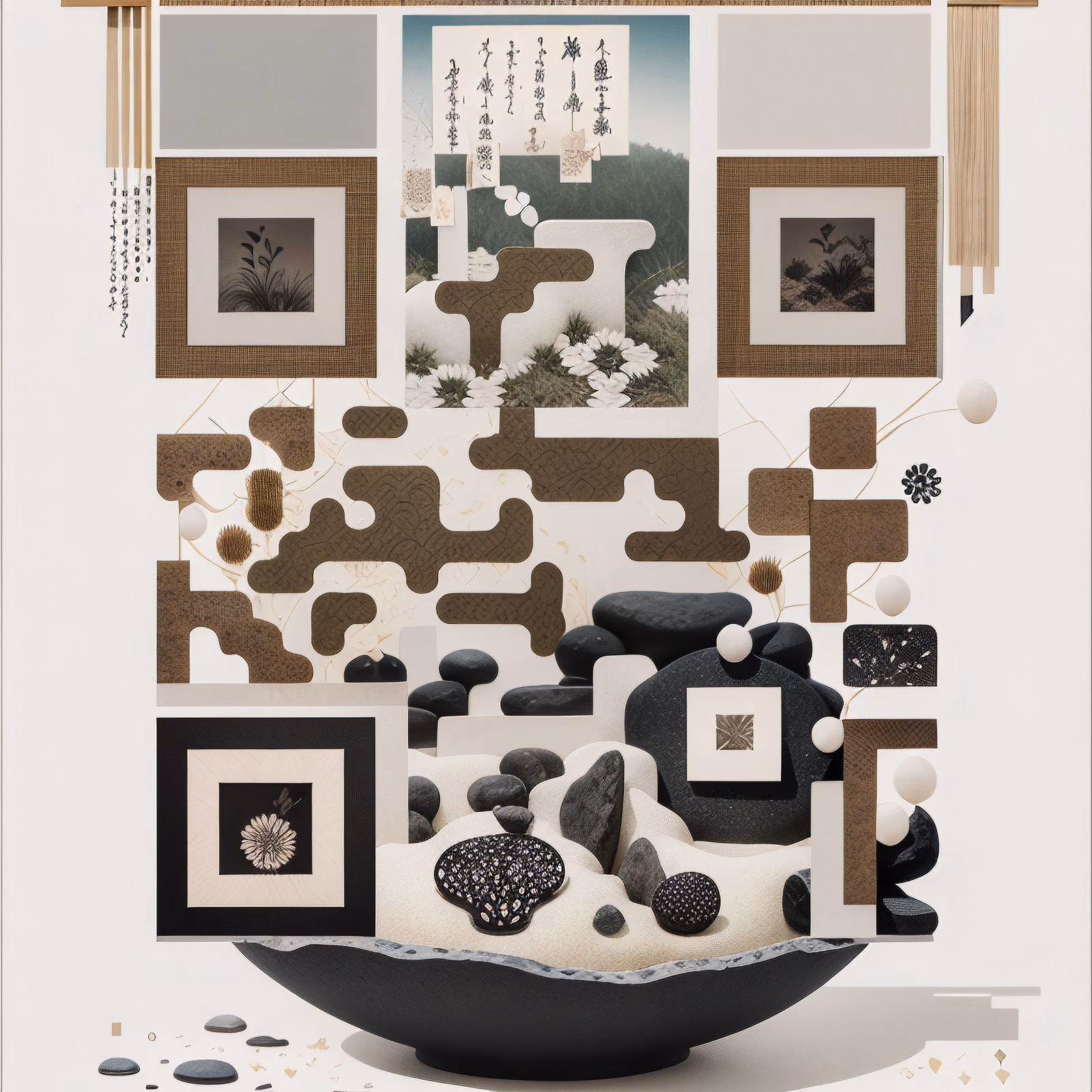 Zen Garden Stone Bowl Collage QR Code Art — image 1