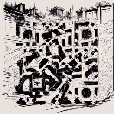 城市混乱漫画墨线二维码艺术,适用于海报 — 图片 1