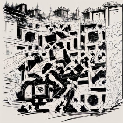 城市混乱漫画墨线二维码艺术,适用于海报