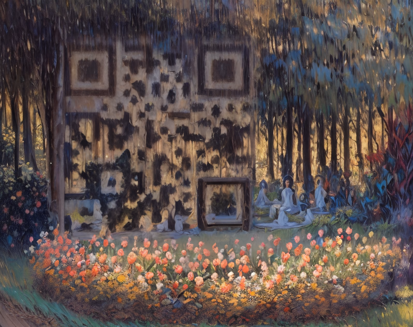 Impressionist Garden Flower Bed QR Code Art — image 1