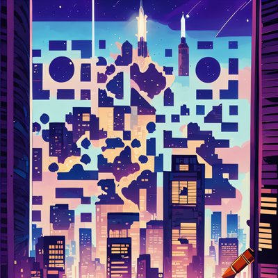 Night City Rocket Comic QR Code for Posters