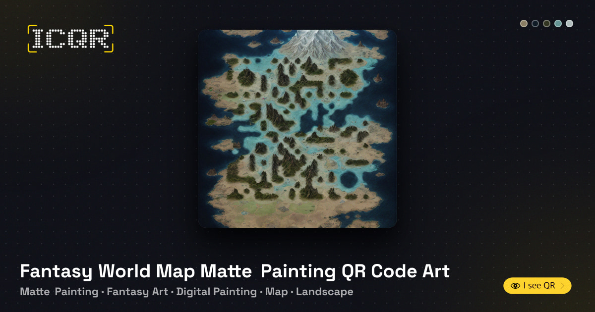 Fantasy World Map Matte Painting QR Code Art • ICQR
