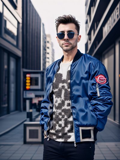 Bomber Jacket Man Photorealistic QR Code for Apparel