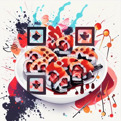 Sushi Plate Abstract Vector QR Code for Stickers