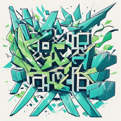Teal Shard Graffiti QR Code for Stickers
