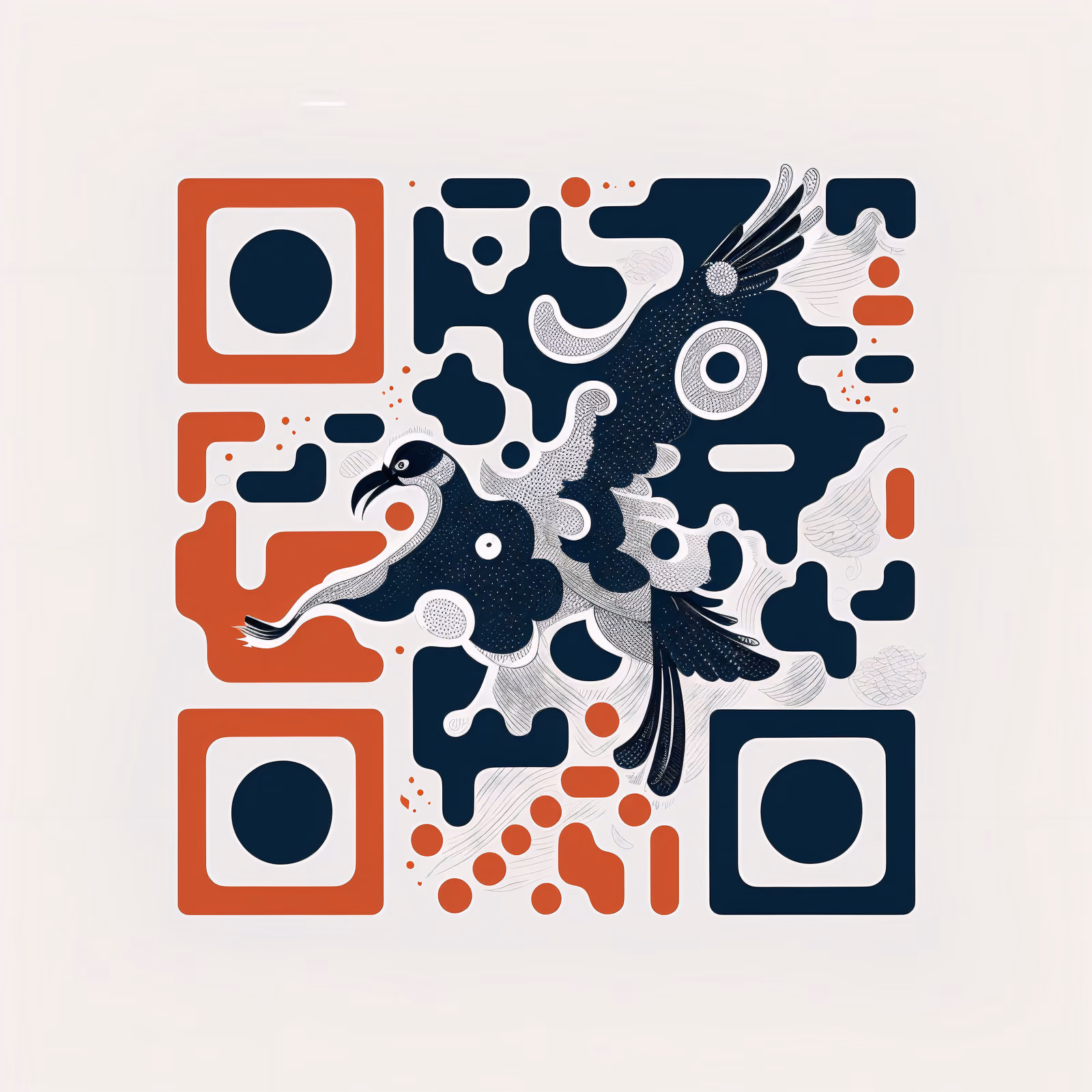 Crane in Flight Flat Vector QR Code Art — image 1