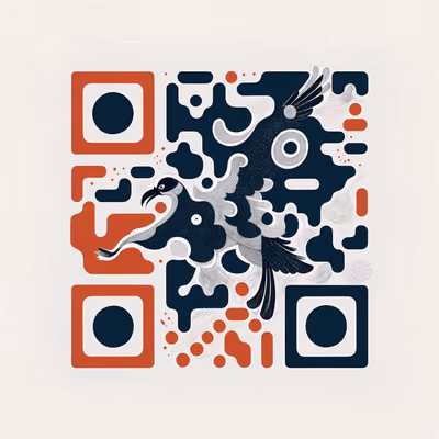 Crane in Flight Flat Vector QR Code Art — image 1