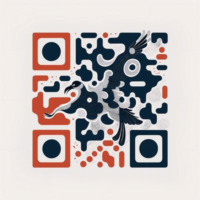 Crane in Flight Flat Vector QR Code Art