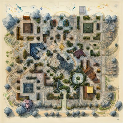Storybook City Map Illustration QR Code Art