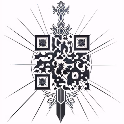 Ажурный меч в стиле тату: QR-код для временных татуировок — изображение 1