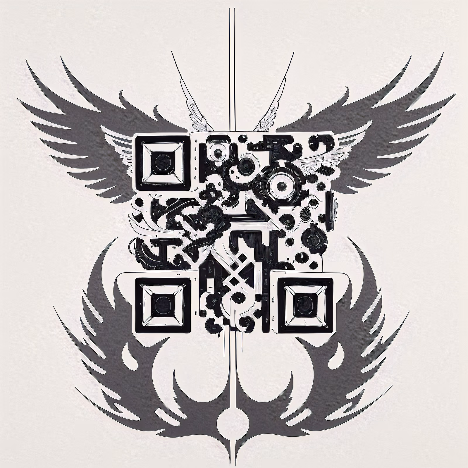 Winged Headlight Tattoo QR Code for Temporary Tattoos — image 1