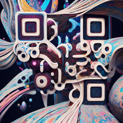 Абстрактный 3D QR-код с вихрями лент для постеров — изображение 1