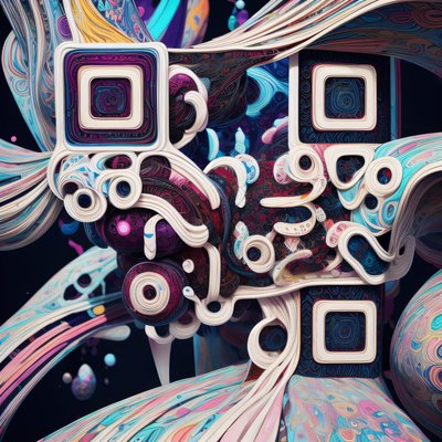 旋转丝带抽象3D二维码设计,适用于海报