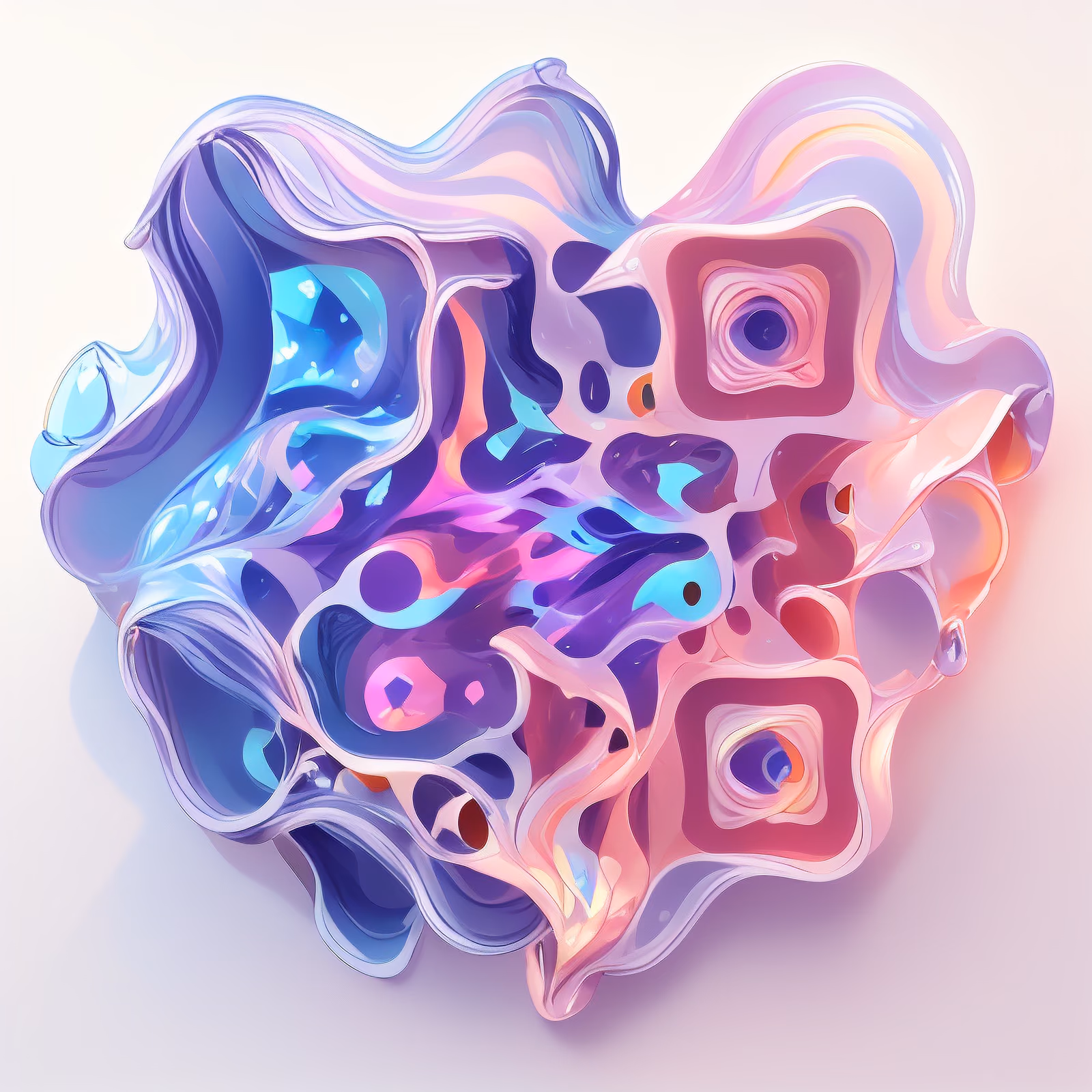 QR-код с текучей волной, абстрактная векторная цифровая живопись для стикеров — изображение 1