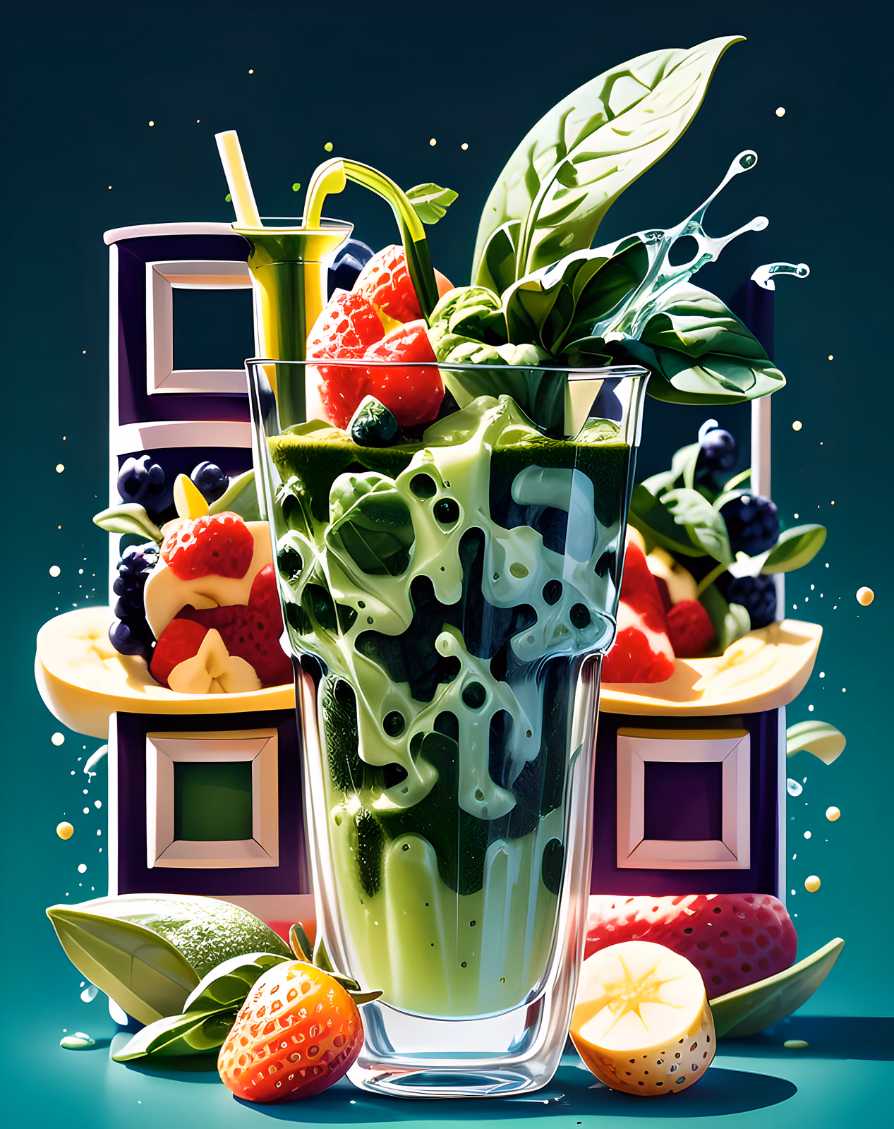Green Smoothie Fruit Splash QR Code for Restaurant Menus — image 1