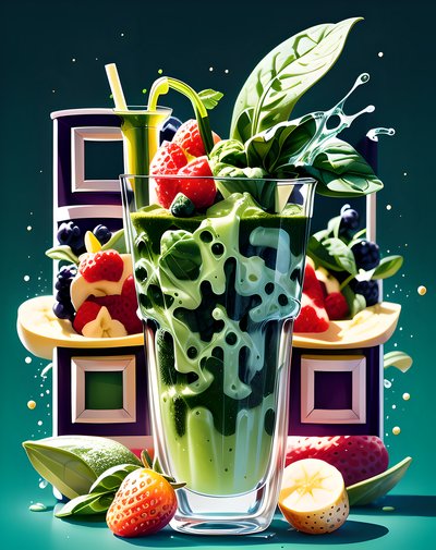 Green Smoothie Fruit Splash QR Code for Restaurant Menus