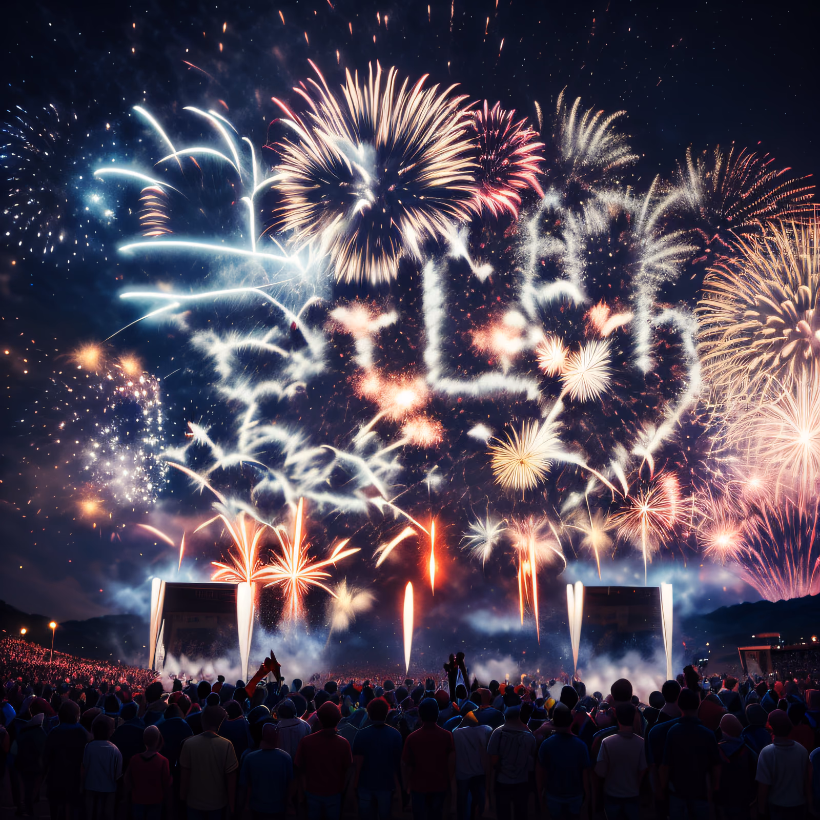 Night Fireworks Crowd Photo QR Code for Posters — image 1