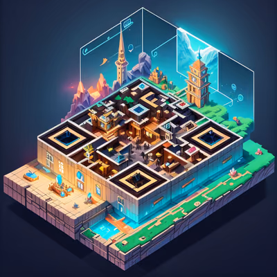 Isometric Fantasy Travel Agency Diorama QR Code for Posters — image 1