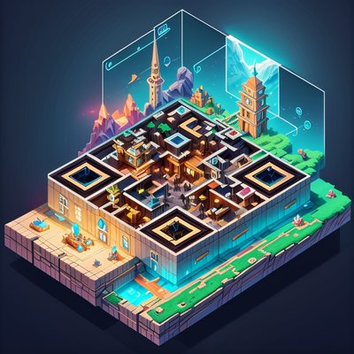 Isometric Fantasy Travel Agency Diorama QR Code for Posters