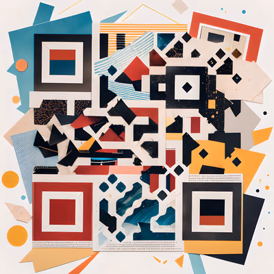 Torn Paper Geometric Collage QR Code for Posters — image 1