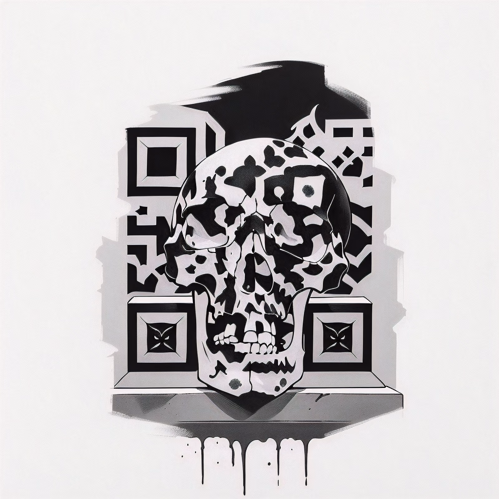 Skull Gravestone Tattoo QR Code for Temporary Tattoos — image 1