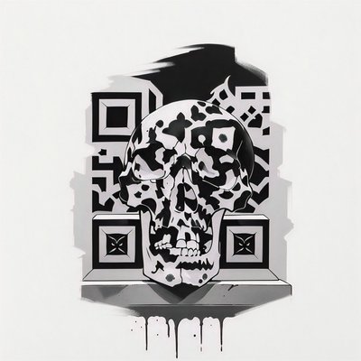 Skull Gravestone Tattoo QR Code for Temporary Tattoos