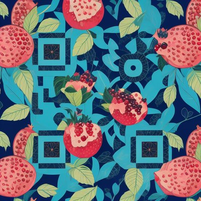 Pomegranate Leaf Pattern QR Code for Packaging