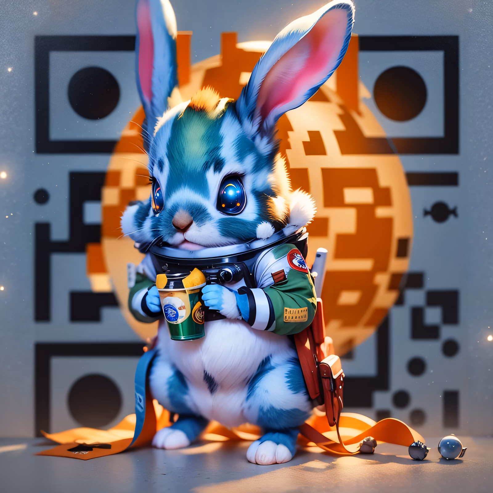 Space Rabbit Astronaut 3D QR Code for Stickers — image 1