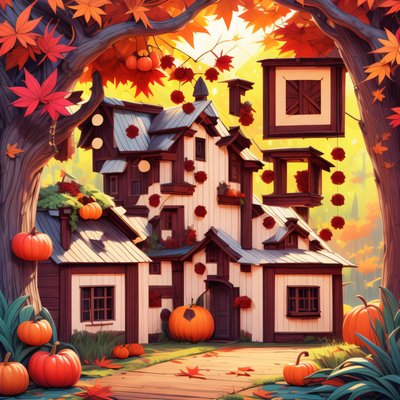 Autumn Barn With Pumpkins Illustrated QR Code for Posters