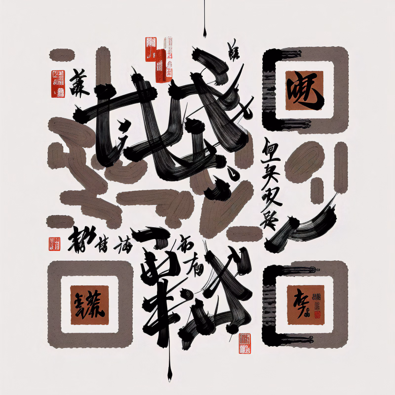 Japanese Brush Calligraphy Ink Calligraphy & Lettering QR Code Art — image 1