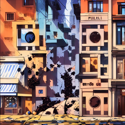 Comic Book City Street Storefronts QR Code for Posters — image 1