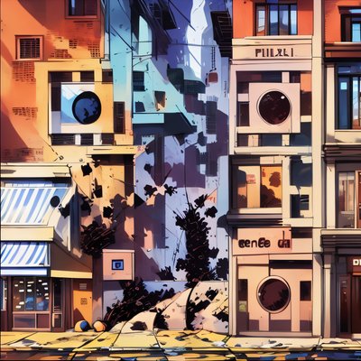 Comic Book City Street Storefronts QR Code for Posters