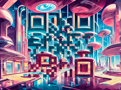Ретрофутуристический город-утопия, вектор: QR-код для постеров — изображение 1
