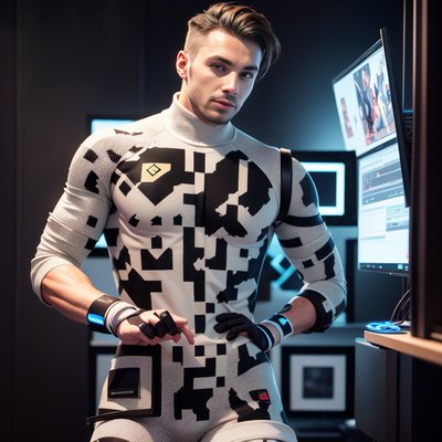 Game Developer Man Photorealistic QR Code for Posters