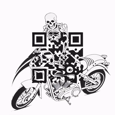 Skeleton Biker Tattoo Ink QR Code for Apparel — image 1