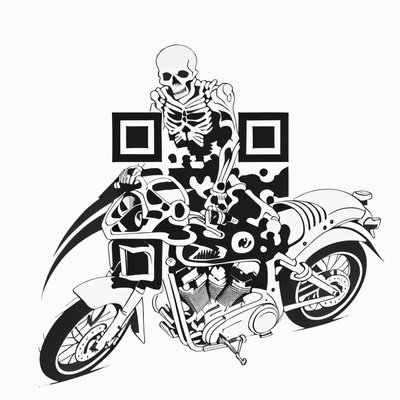 Skeleton Biker Tattoo Ink QR Code for Apparel