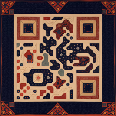 Индиго и багрянец: QR-код с узором ткани аджрак — изображение 1
