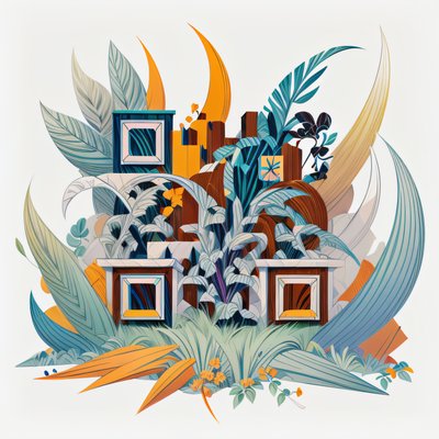 Абстрактная иллюстрация с листьями: QR-код