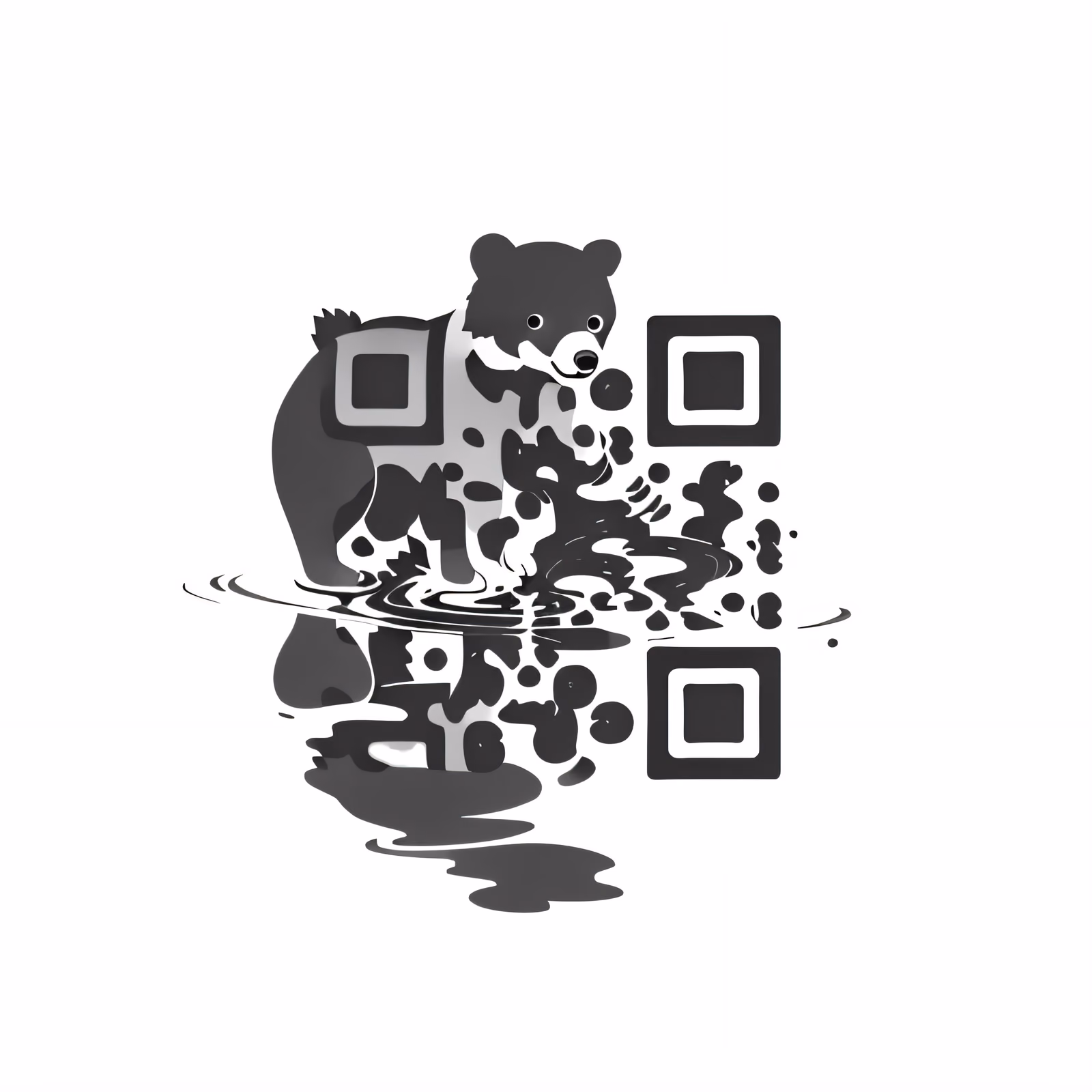 Медвежонок в луже: QR-код для временных тату — изображение 1