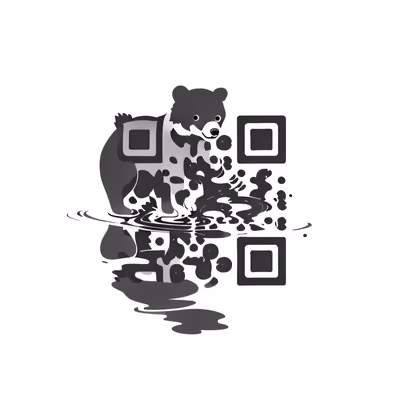 Медвежонок в луже: QR-код для временных тату — изображение 1