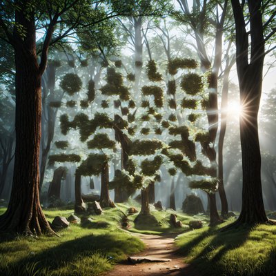 Sunlit Forest Path Photorealistic QR Code Art