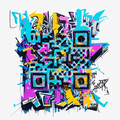 Neon Graffiti Lettering Street Art QR Code for Posters