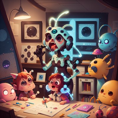 Cartoon Aliens Classroom QR Code for Posters