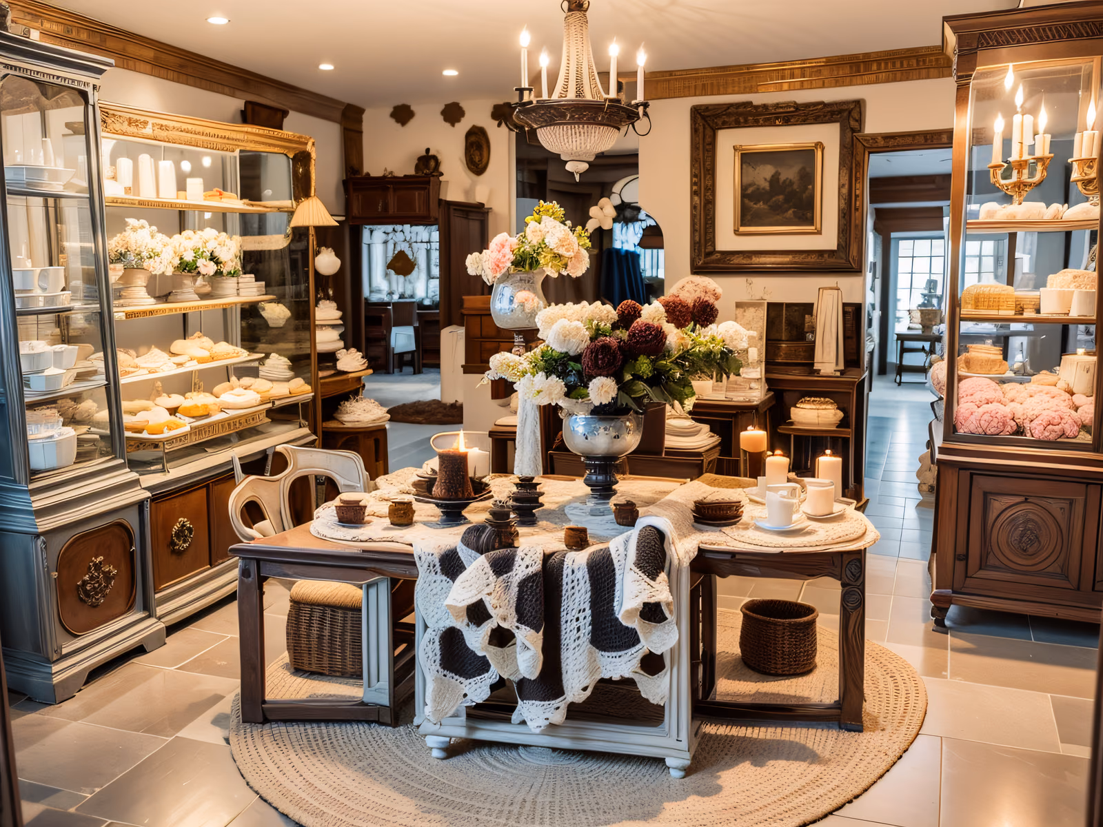 Antique Shop Interior Photorealistic Flowers QR Code for Window Displays — image 1
