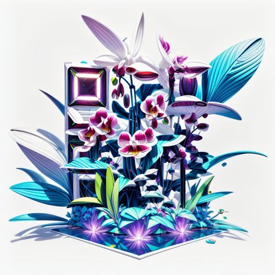 Luminescent Orchids 3D Render QR Code for Stickers