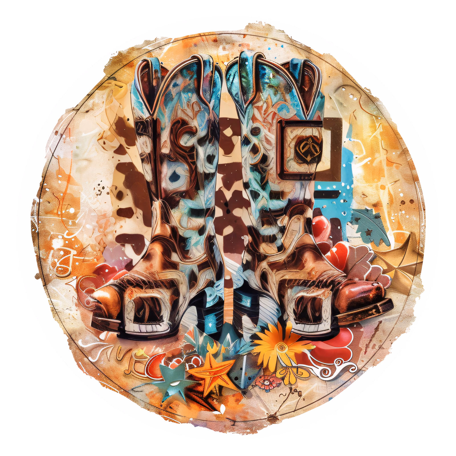 Cowboy Boots Mixed Media QR Code for Stickers — image 1
